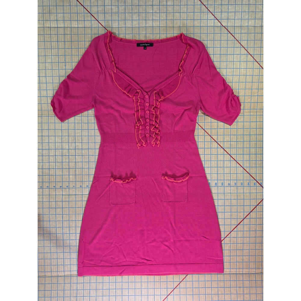 Nanette Lepore Pink Textured Sheath Dress Pockets Medium Y2K